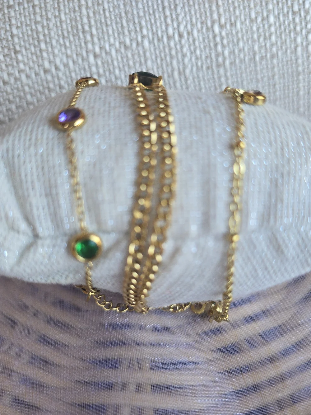 NWOT Fashion Gold-tone Stack Of 3 Multi-color Bracelet Set